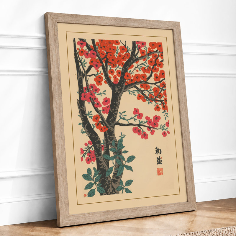 Flowering Tree In Spring Japandi - Print, Oak, A4 - 29.7 x 21.0 cm
