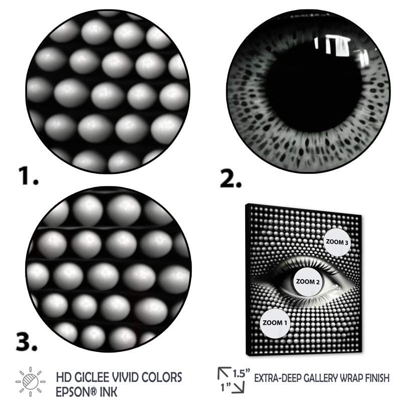 " Monochrome Eye I " Color Photography Print, 44" H x 34" W x 1.5" D, Black Floater Framed