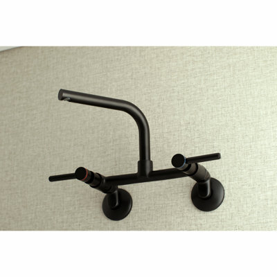Kingston Brass Concord Double-Handle 2-Hole Wall-Mount Bridge Kitchen Faucet