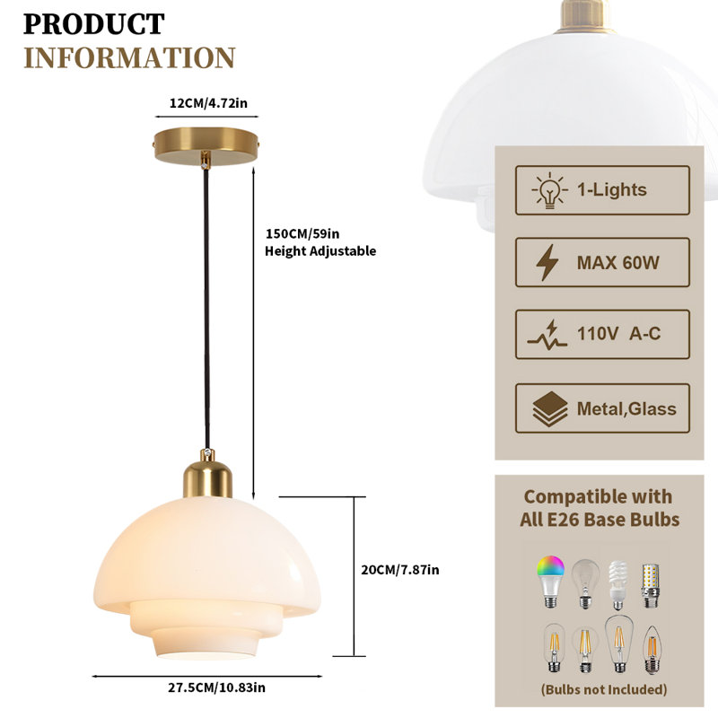 Mid Century Pendant Lamp Gold Nordic