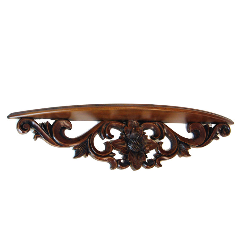 Doby 24" Wide Birch Solid Wood Accent Shelf, Dark Brown
