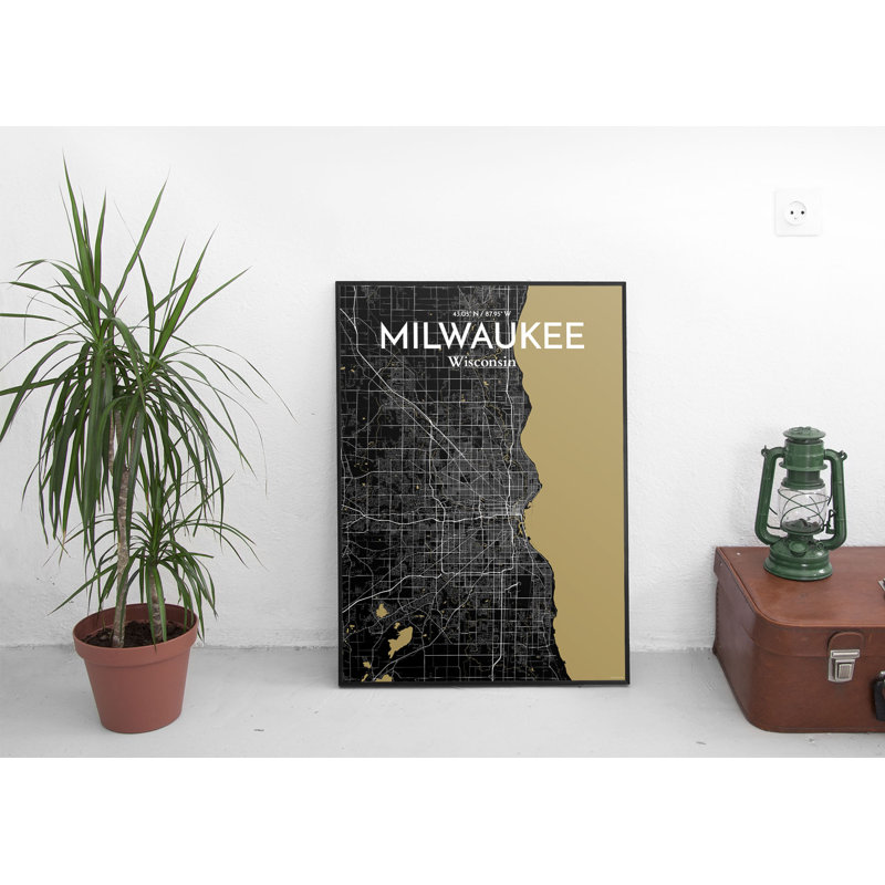 Milwaukee City Map - No Frame Print, 70.1cm H x 50cm W x 0.13cm D