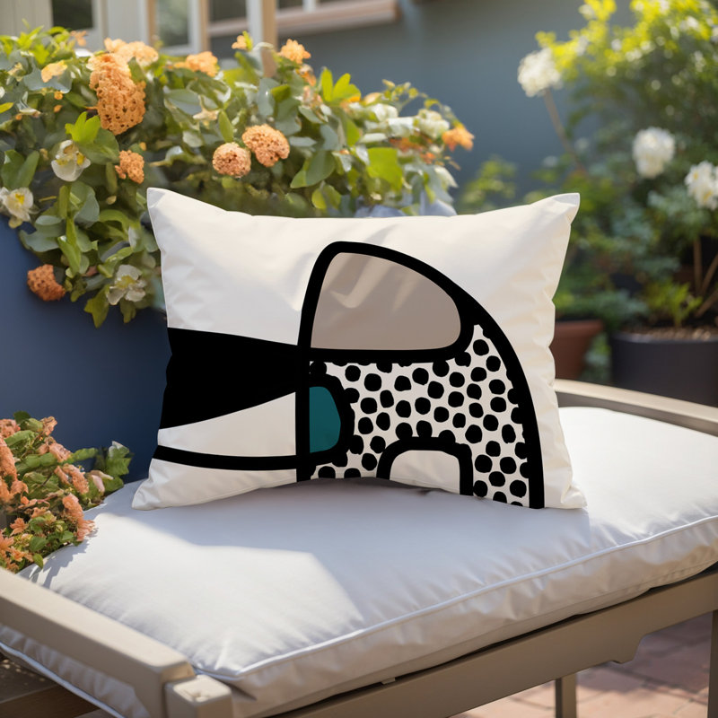 Coussin lombaire réversible intérieur / extérieur Jai Abstract, H 18 po x l 25 po, Émeraude