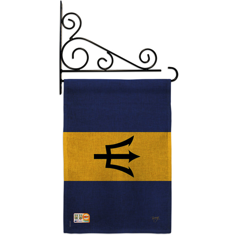 En toile jute 2 côtés 19 x 13 po de la barbade drapeau de jardin