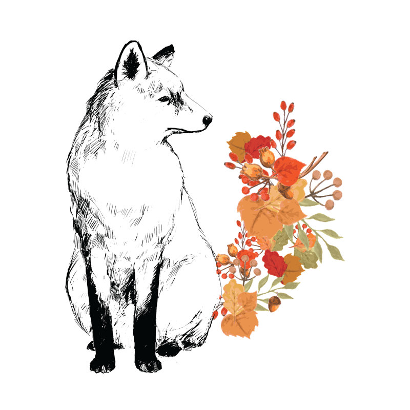 Sitting Leaf Fox - Wrapped Canvas Painting, 122cm H x 122cm W x 3.8cm D