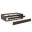 Lit plateforme simple avec lit gigogne et 2 tiroirs, lits en bois massif avec barre d'alimentation, espresso-2029823103-2029823074