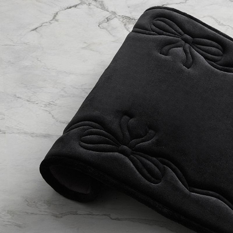 Juicy Couture Ribbon Border Memory Foam Bath Mat Set, Ribbon Border Black