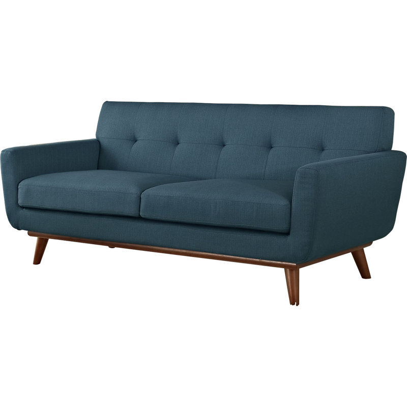 Modway Engage Upholstered Fabric Loveseat, Azure Polyester