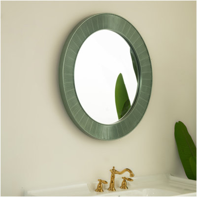Miroir de 31 po Cyclis, miroir décoratif en polyuréthane à cadre vert épais, trois températures de couleur disponibles, convenant à la salle de bain, à la chambre à coucher, au salon, au couloir, au vestibule, etc.