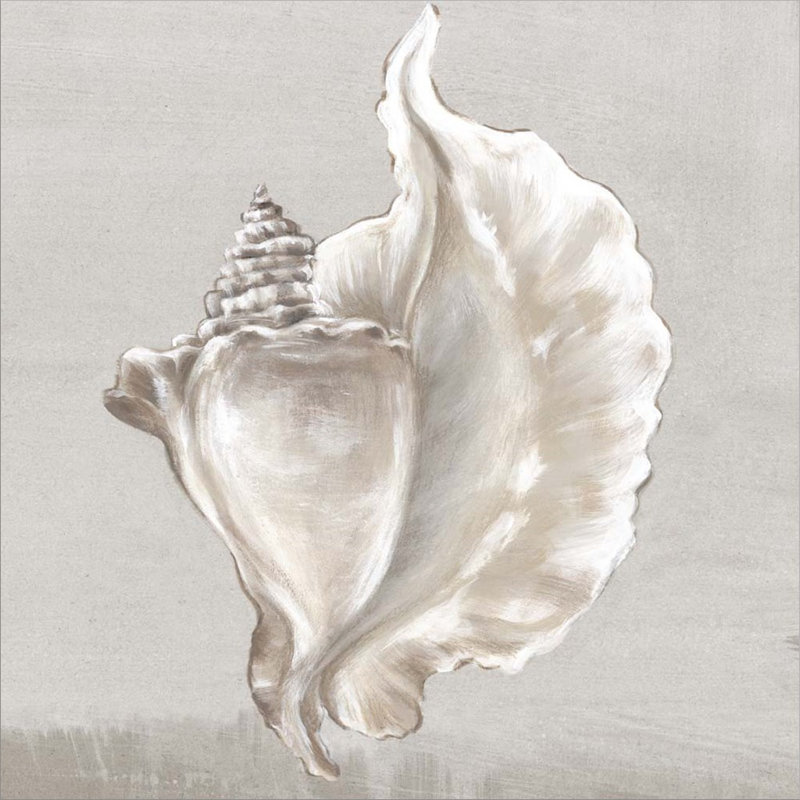 «Neutral Shells III» par Eva Watts, art mural sur toile, H 12 po x l 12 po x P 1,5 po