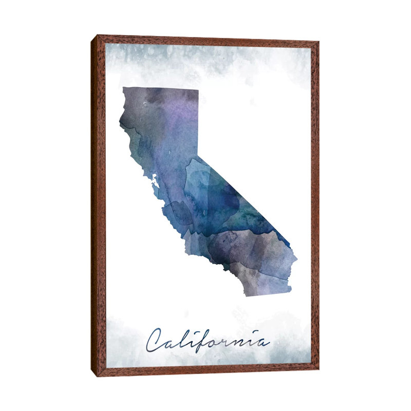 California State Bluish - Print on Canvas, Classic Brown Wood Framed, 66.04 cm H x 45.72 cm W