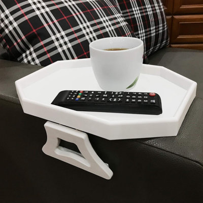 Table d'appoint avec accoudoirs, plateau inclinable (blanc), matériau en plastique de qualité alimentaire