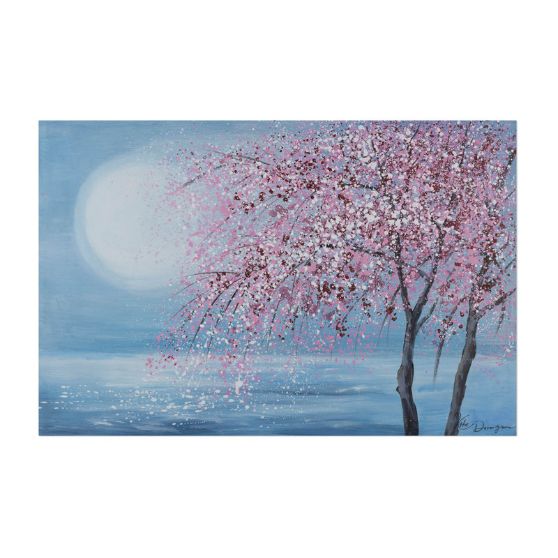 Hand -painted cherry blossom night acrylic painting