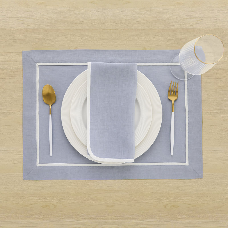 100% Pure Linen Dinner Napkins -kensington, Dusty Blue