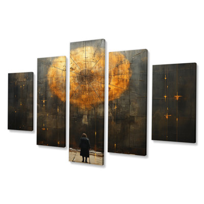 Corderra - Paysage abstrait, art mural, salon - 5 panneaux