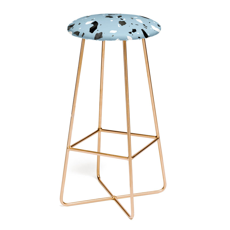 Brontie Upholstered Counter Stool with Metal Frame, Blue Mareike Boehmer Terrazzo 4
