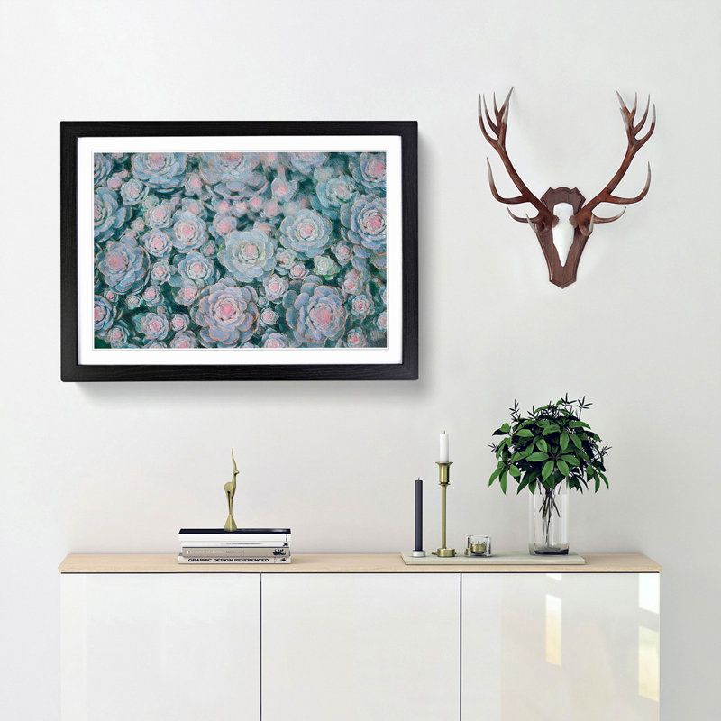 Succulent Plants - Picture Frame Painting Print, 27cm H x 36cm W x 2cm D, Black Framed