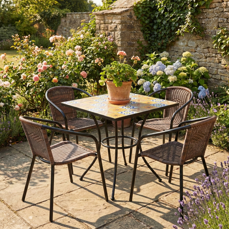 Amoriana 4 - Person Premium All-Weather Wicker Patio Dining Set with Square Table