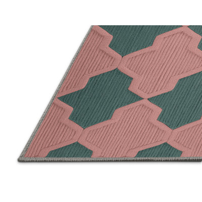 Machine Washable Trellis Brown Area Rug
