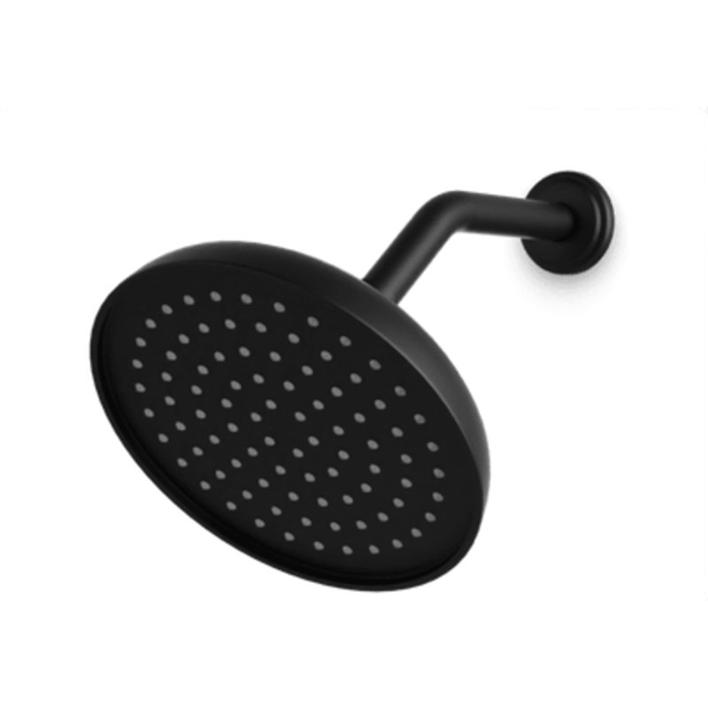 Pomme de douche 8 po avec accoudoir incliné Classic, Noir mat