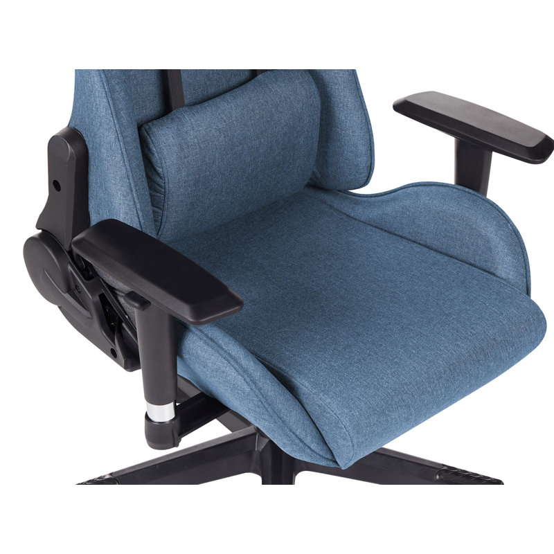 Inbox Zero Adjustable Faux Leather Swiveling PC & Racing Game Chair, Blue