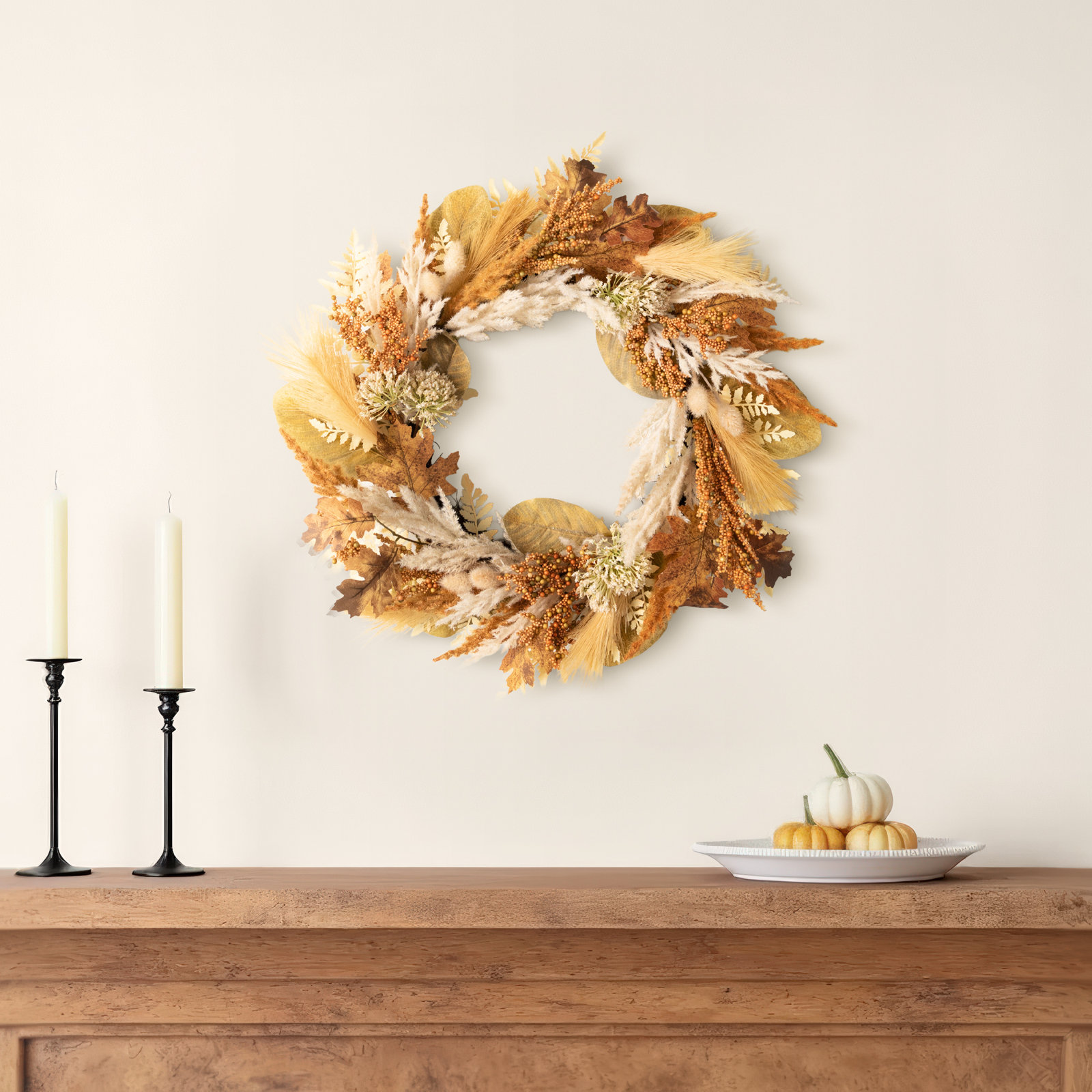 24'' Thanksgiving Faux Pampas Polyester Wreath