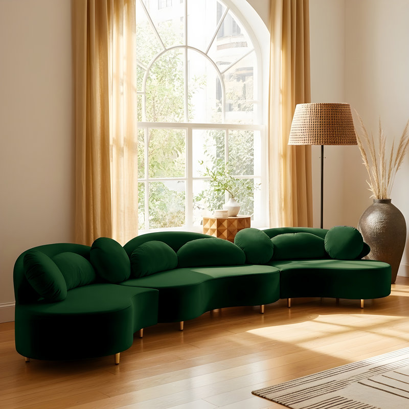 Canapé modulaire en velours Enton, Velours vert
