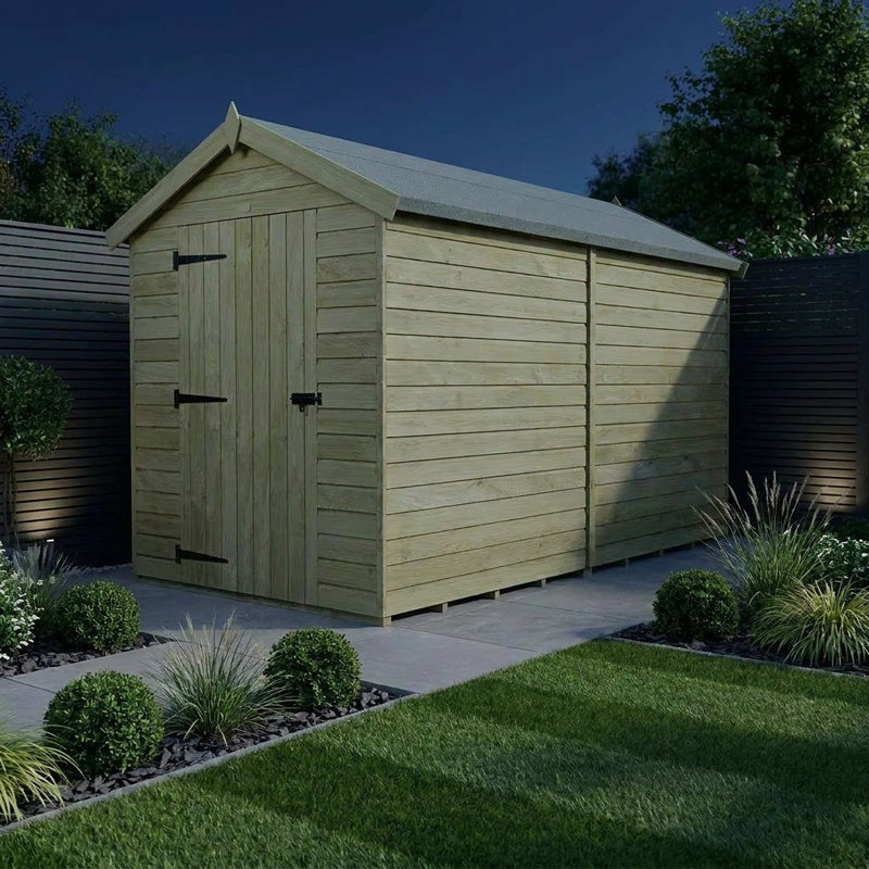 Total Sheds 4ft x 12ft Apex Garden Shed - Single Door - No Windows - Pressure Treated Timber - UK Manufactured