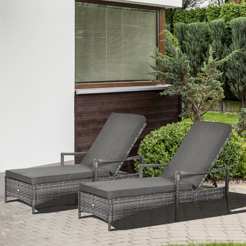 Gardenchair 195cm Long Reclining Single Chaise with Cushions