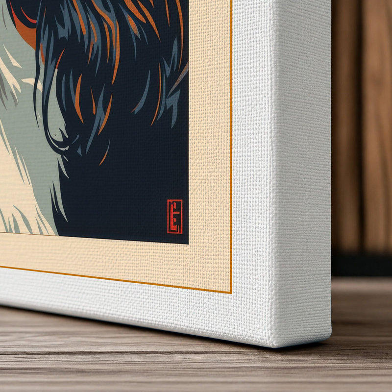 Spaniel in Red Japandi - Wrapped Canvas, 24x16 - 61.0 x 40.6 cm, White Border