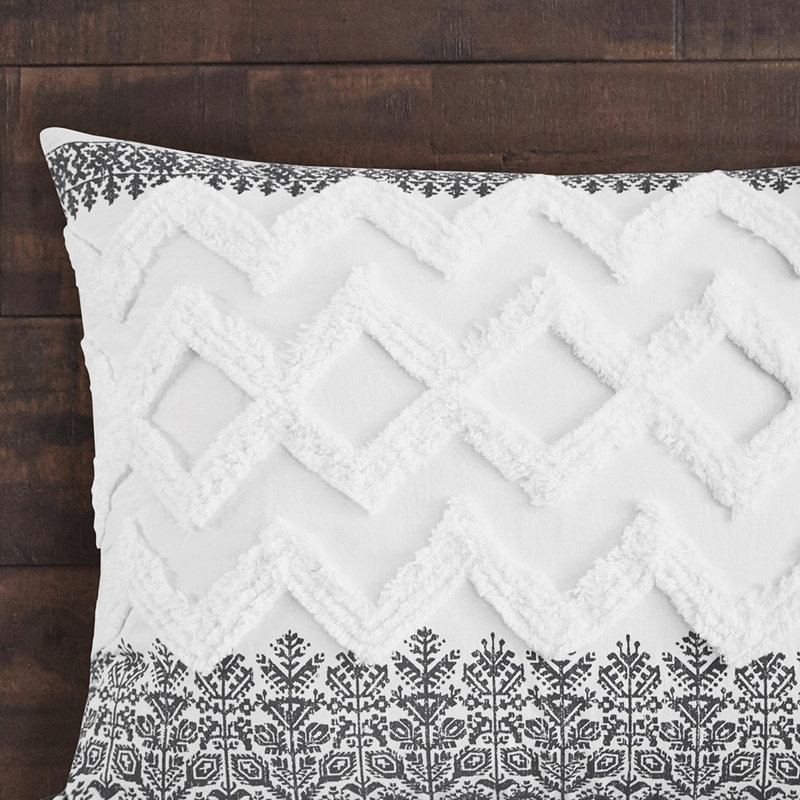 Grey King/ King 3 Piece Cotton Comforter With Magnificent Chenille Tufting Splendid, King Comforter + 2 Shams