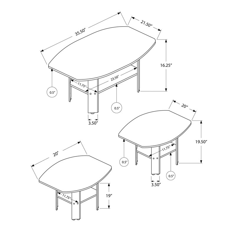 Table Set, Walnut, Walnut