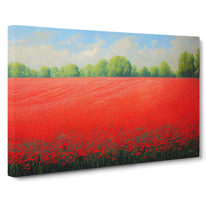 Joyous Poppy Field Flowers - Wrapped Canvas, 50cm H x 76cm W x 3cm D