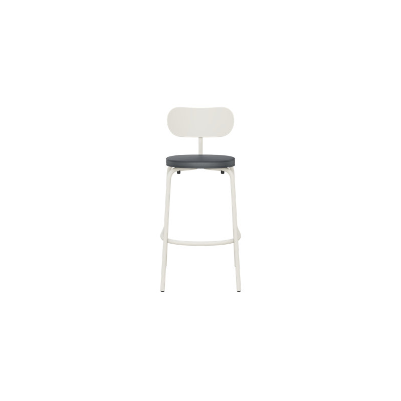 Khylia Upholstered Bar Stool, Gray Seat/Pure White Base