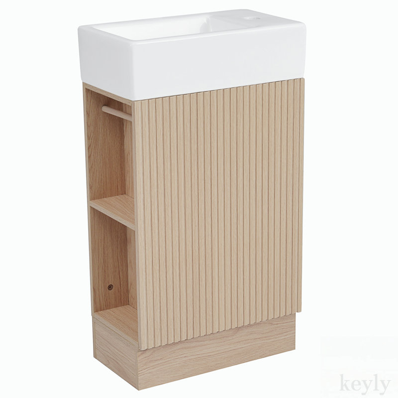 Ensemble de meuble-lavabo pour salle de bain 18,6 pouces, orienté vers la gauche ou vers la droite, Naturel