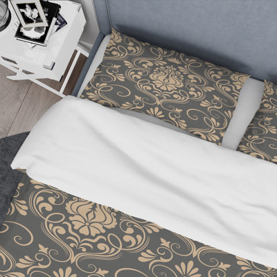 Gold And Brown Damask Damask Duvet Cover