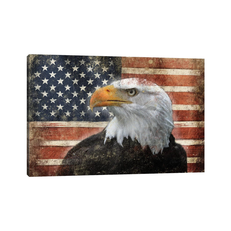 «Eagle and Flag» par Jace Gray - impression sur toile tendue, H 40 po x l 60 po x 1,5 po