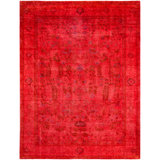 Overdyed Hand-Knotted Wool Modern-Contemporary Pink Area Rug 9' 1" x 11' 10"