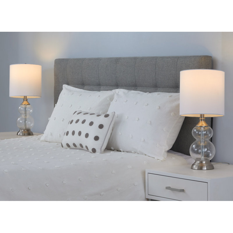 Ensemble de lampes de table 20,5 "Ramona, Verre transparent froissé, Blanc