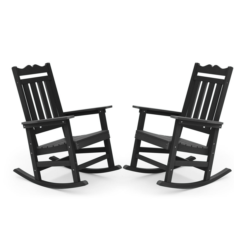 Chaise Adirondack berçante en plastique Anick, Noir