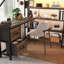Grand lit mezzanine avec bureau et DEL, lit mezzanine en métal avec tablettes de rangement, garde-robe et tiroirs de rangement