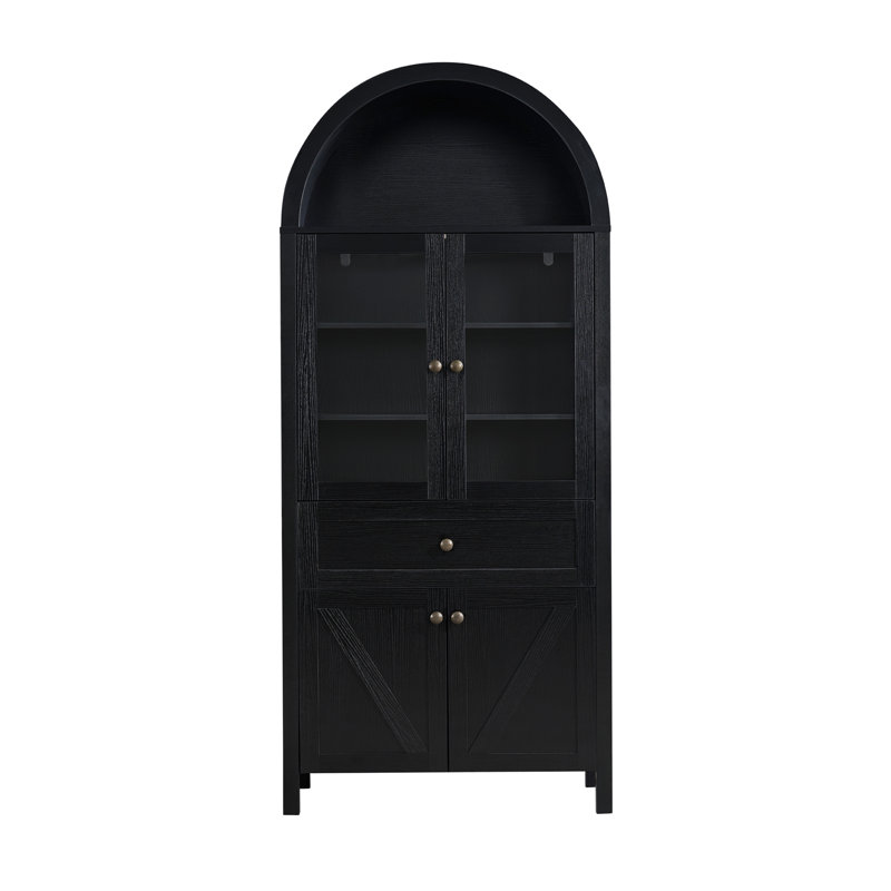 Armoire en forme de dôme, noire, faite de matériaux de haute qualité et de fabrication ancienne, avec un grand espace de rangement