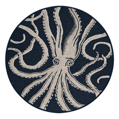Washable Squid Nautical Area Rug