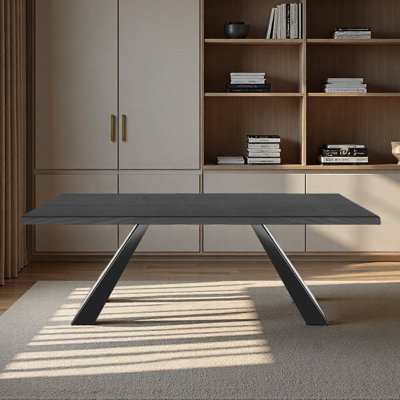 Retro solid wood desk - black for home use