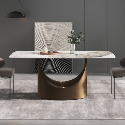 Aliyas 63" & 70.87" Stone Pedestal Dining Table