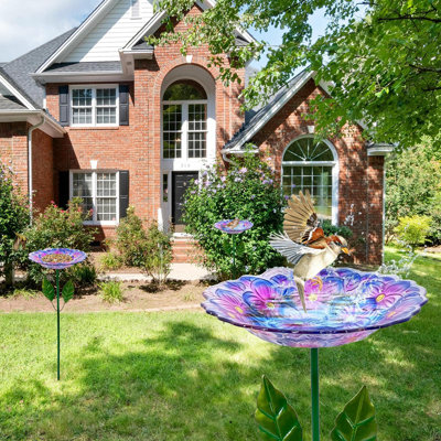 Outdoor Glass Bird Baths with Hydrangea