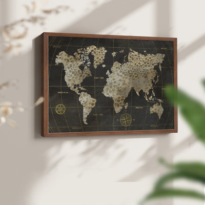 Carte du monde de safari - impression encadrée - réaménageable