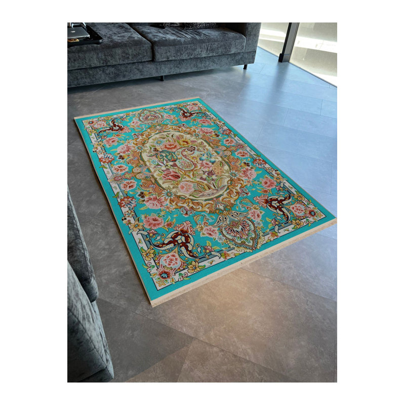 Tapis décoratif moderne à motif floral rose lavable à la machine, Sous-tapis rectangulaire 2 pi 6 po x 4 pi 11 po