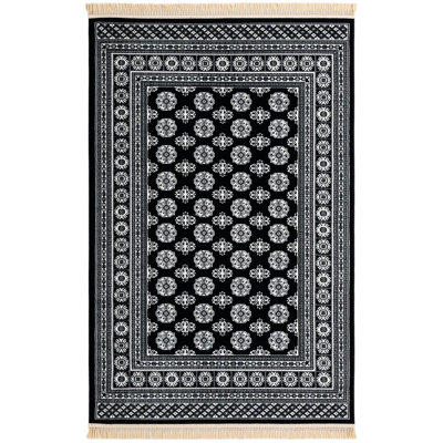 Tapis traditionnel Hinshaw noir et blanc