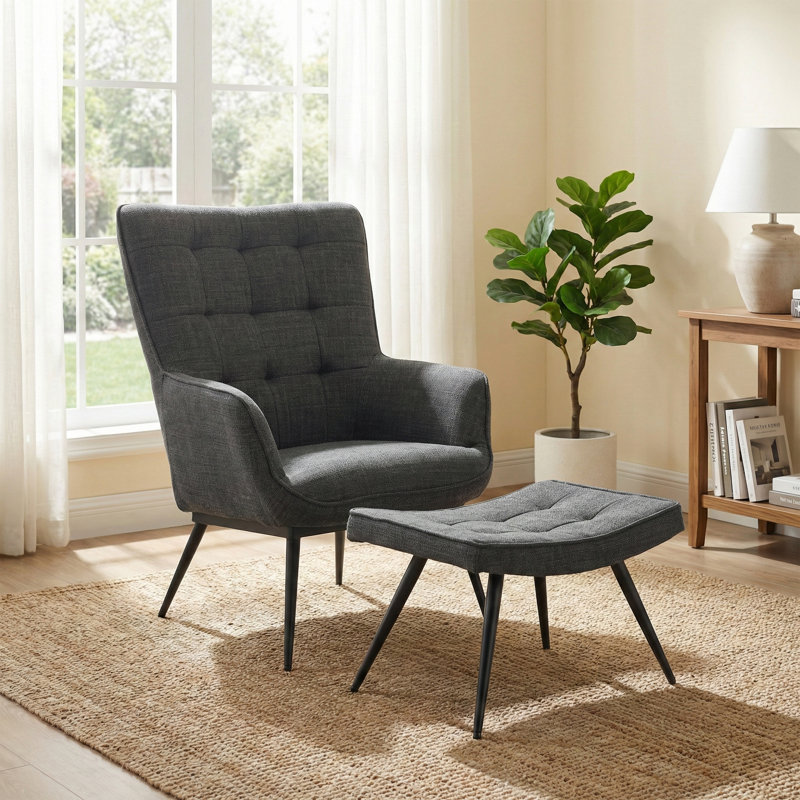 Jessamine Armchair with Footstool, Grey